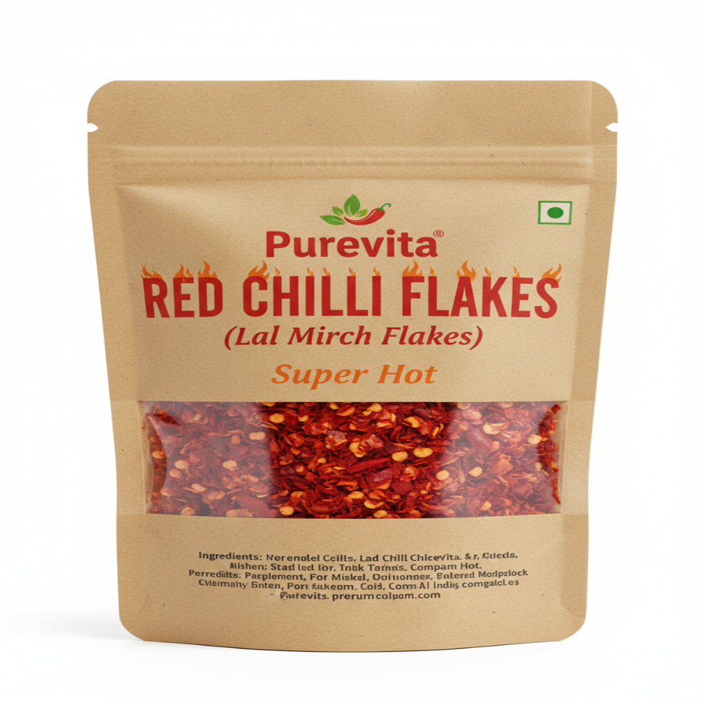 Purevita Red Chilli Flakes (Lal Mirch Flakes) Super Hot 250 g
